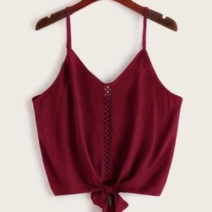 Chic Burgundy Tie-Front Cami Top